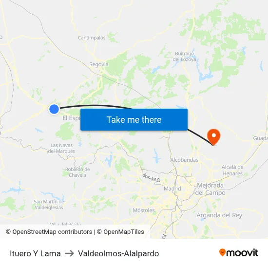 Ituero Y Lama to Valdeolmos-Alalpardo map