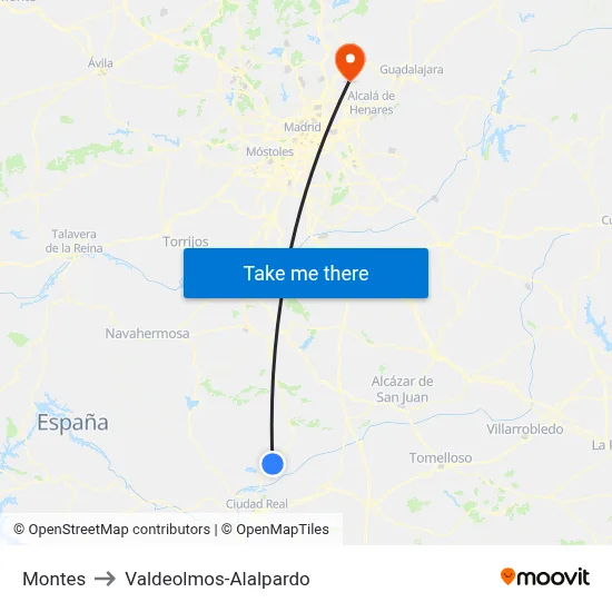 Montes to Valdeolmos-Alalpardo map