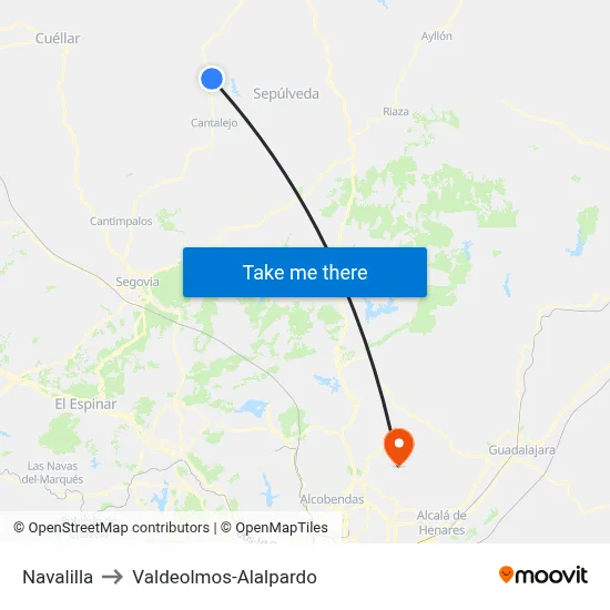 Navalilla to Valdeolmos-Alalpardo map
