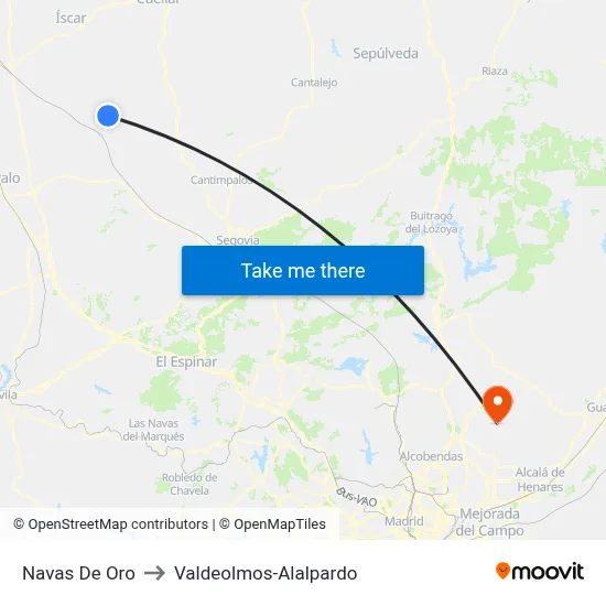 Navas De Oro to Valdeolmos-Alalpardo map