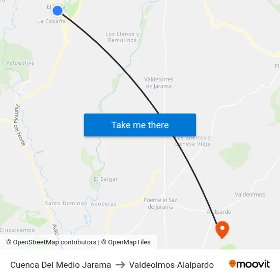 Cuenca Del Medio Jarama to Valdeolmos-Alalpardo map