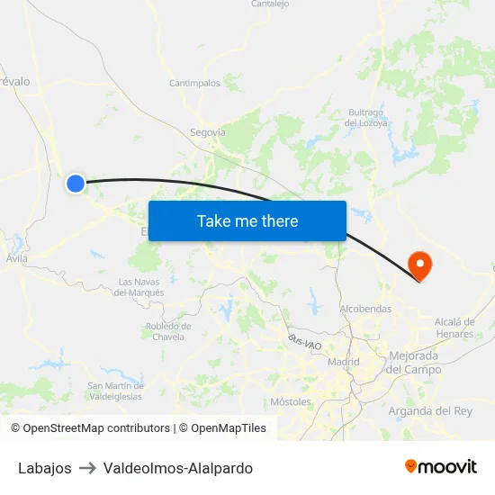 Labajos to Valdeolmos-Alalpardo map