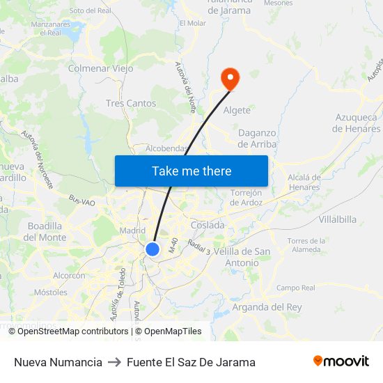 Nueva Numancia to Fuente El Saz De Jarama map