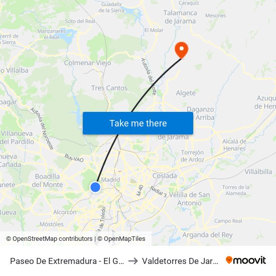 Paseo De Extremadura - El Greco to Valdetorres De Jarama map