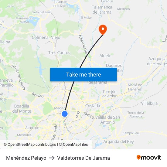 Menéndez Pelayo to Valdetorres De Jarama map