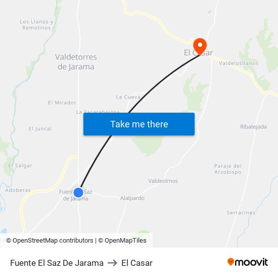 Fuente El Saz De Jarama to El Casar map
