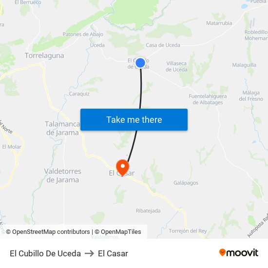 El Cubillo De Uceda to El Casar map