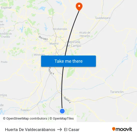 Huerta De Valdecarábanos to El Casar map