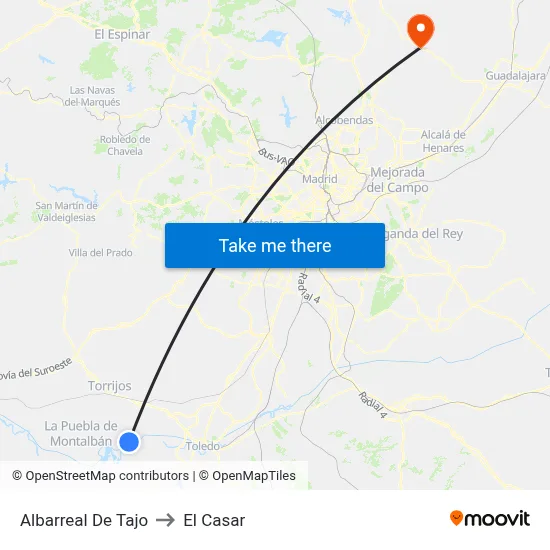 Albarreal De Tajo to El Casar map
