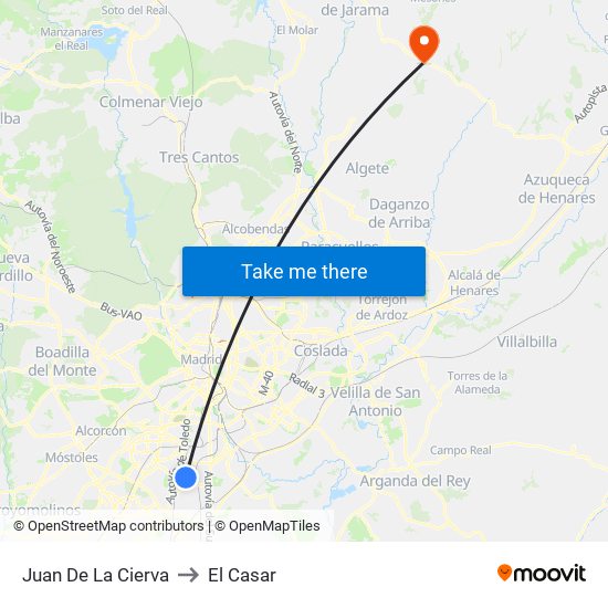 Juan De La Cierva to El Casar map