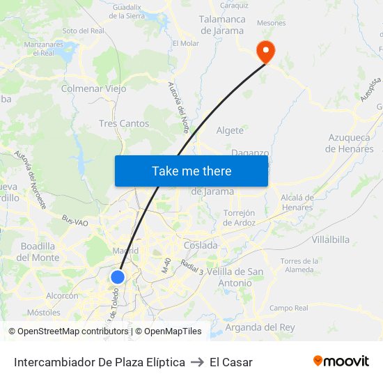 Intercambiador De Plaza Elíptica to El Casar map