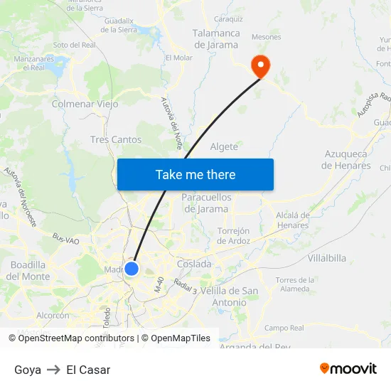 Goya to El Casar map