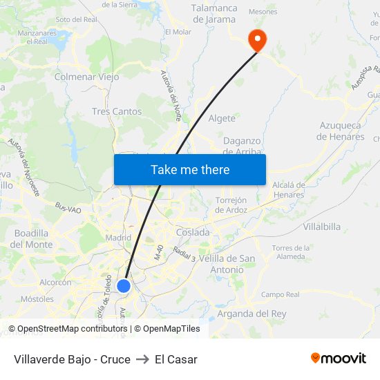 Villaverde Bajo - Cruce to El Casar map