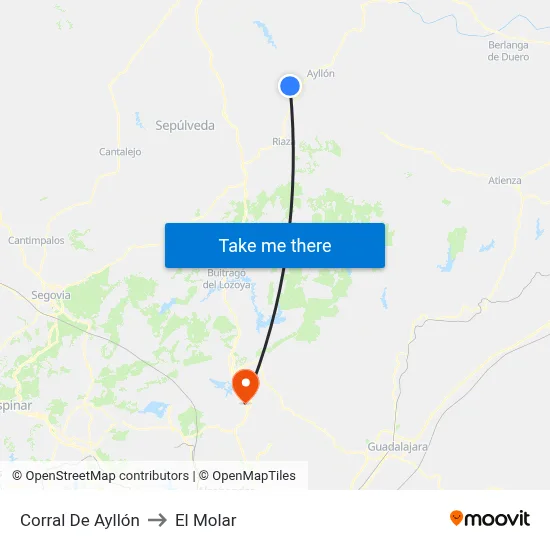 Corral De Ayllón to El Molar map