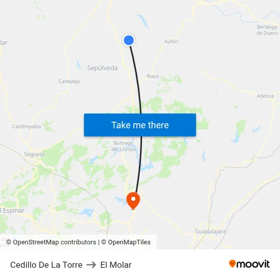 Cedillo De La Torre to El Molar map