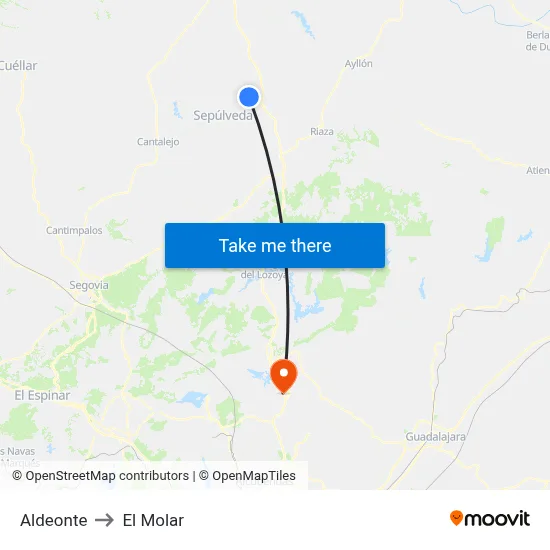 Aldeonte to El Molar map