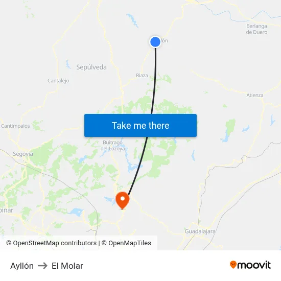 Ayllón to El Molar map