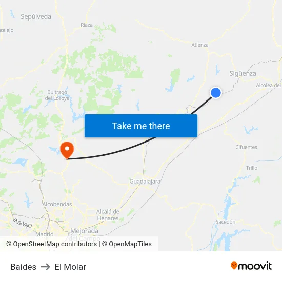 Baides to El Molar map
