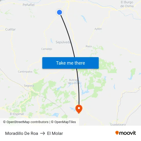 Moradillo De Roa to El Molar map