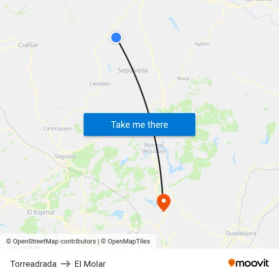 Torreadrada to El Molar map