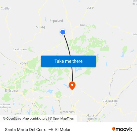 Santa Marta Del Cerro to El Molar map