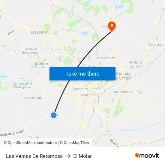 Las Ventas De Retamosa to El Molar map