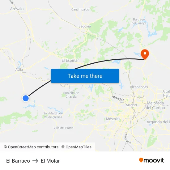 El Barraco to El Molar map