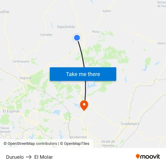Duruelo to El Molar map