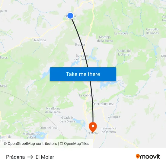 Prádena to El Molar map