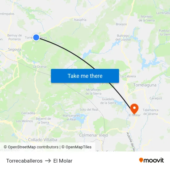 Torrecaballeros to El Molar map