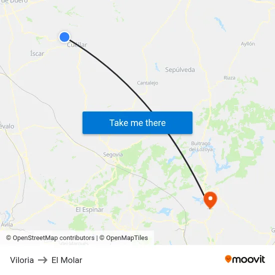 Viloria to El Molar map