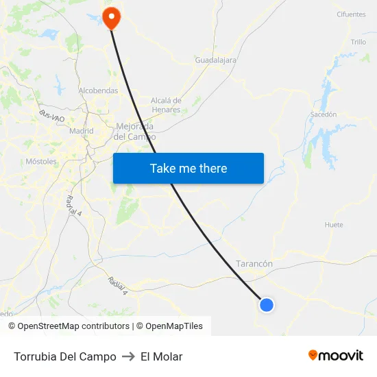 Torrubia Del Campo to El Molar map