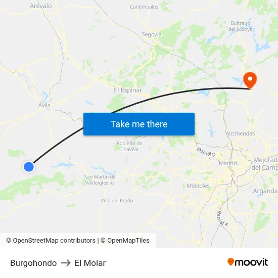 Burgohondo to El Molar map