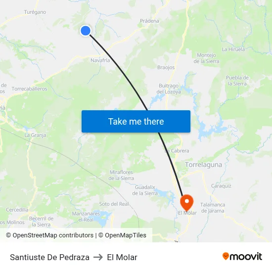Santiuste De Pedraza to El Molar map