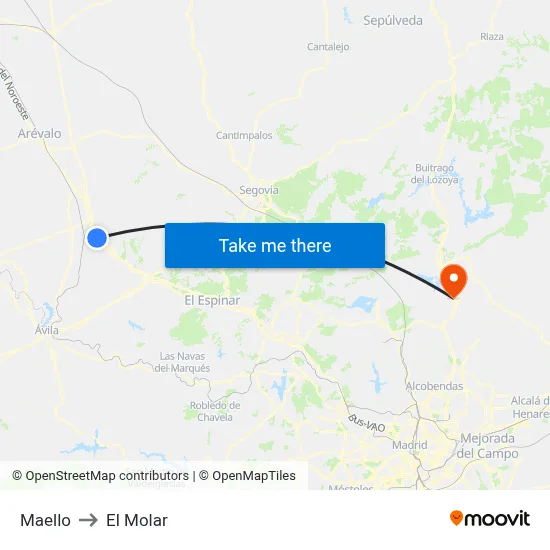Maello to El Molar map