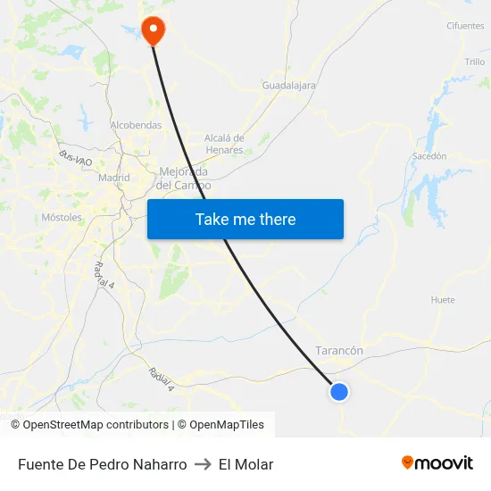 Fuente De Pedro Naharro to El Molar map