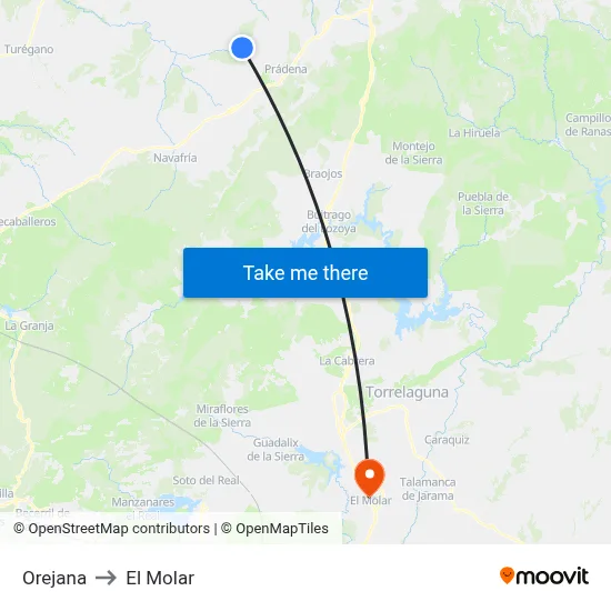 Orejana to El Molar map