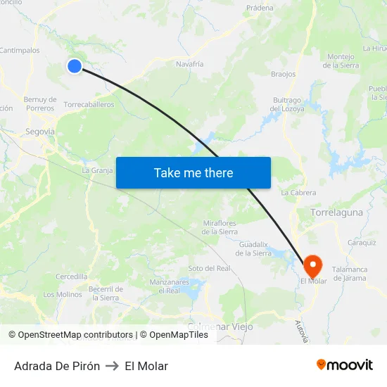Adrada De Pirón to El Molar map