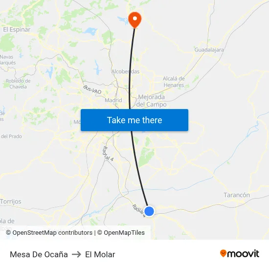 Mesa De Ocaña to El Molar map