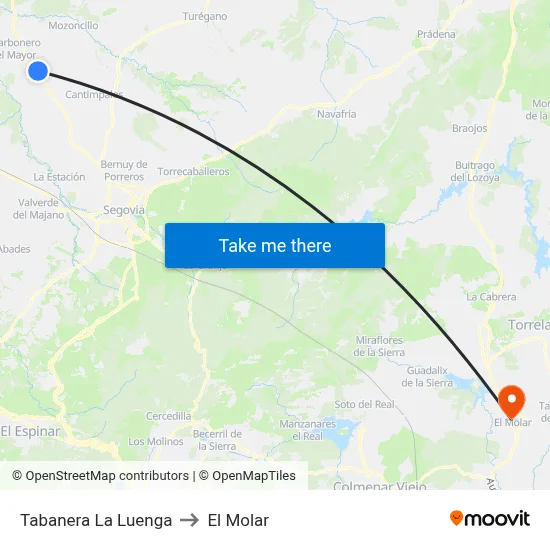Tabanera La Luenga to El Molar map