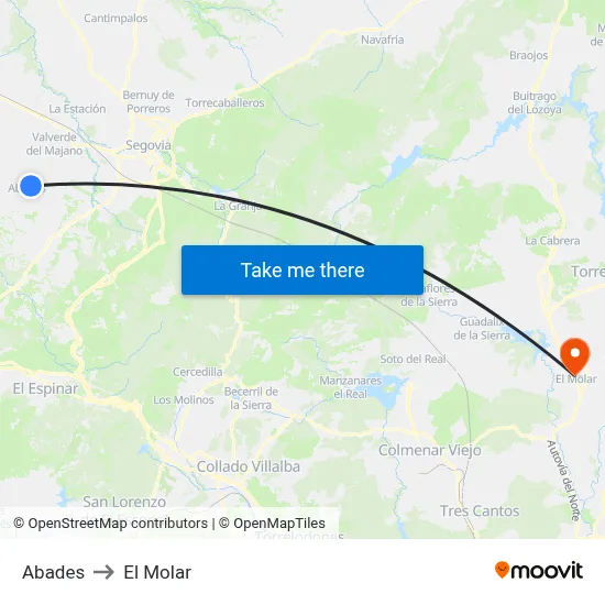 Abades to El Molar map