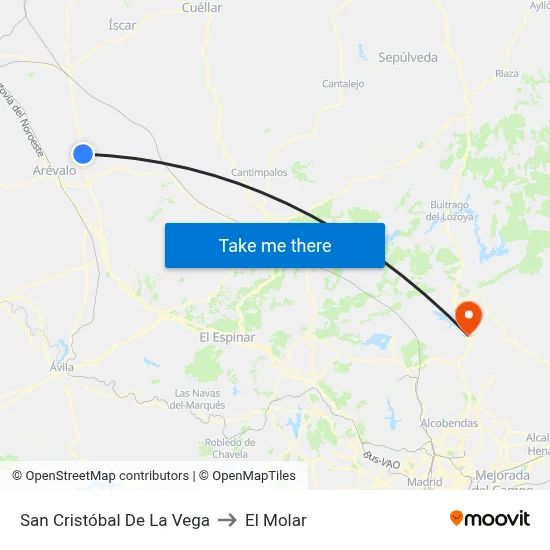 San Cristóbal De La Vega to El Molar map