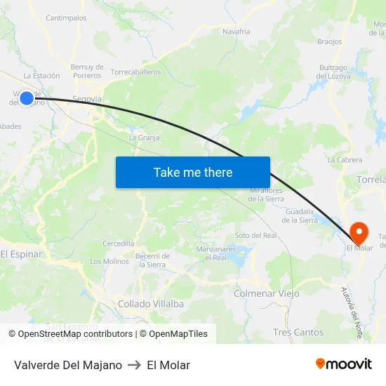 Valverde Del Majano to El Molar map