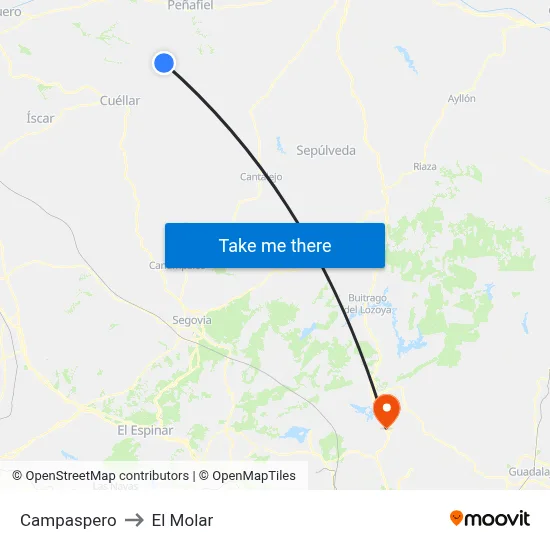 Campaspero to El Molar map