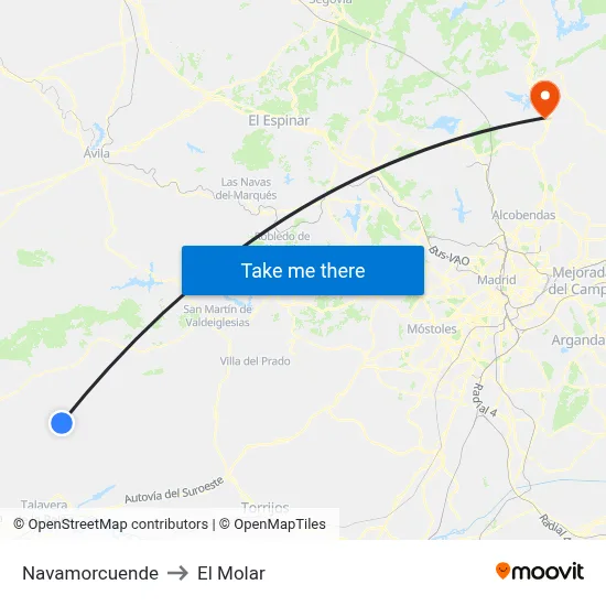 Navamorcuende to El Molar map