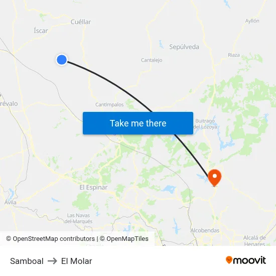 Samboal to El Molar map