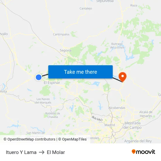 Ituero Y Lama to El Molar map