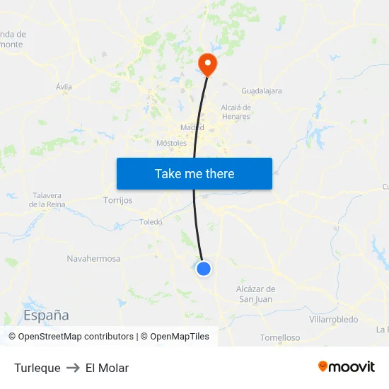 Turleque to El Molar map