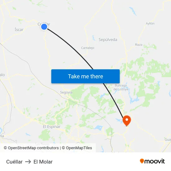 Cuéllar to El Molar map