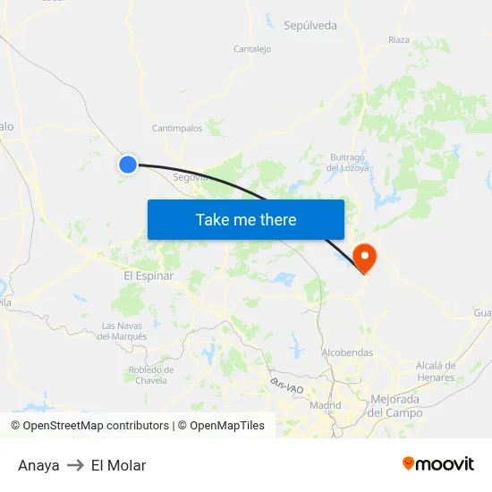 Anaya to El Molar map